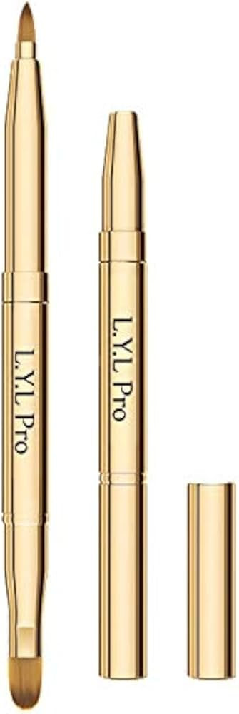 Gold Retractable Lip Makeup Brushes Double-Ended Retractable Lip Brush Travel Lipstick Gloss Make... | Amazon (US)