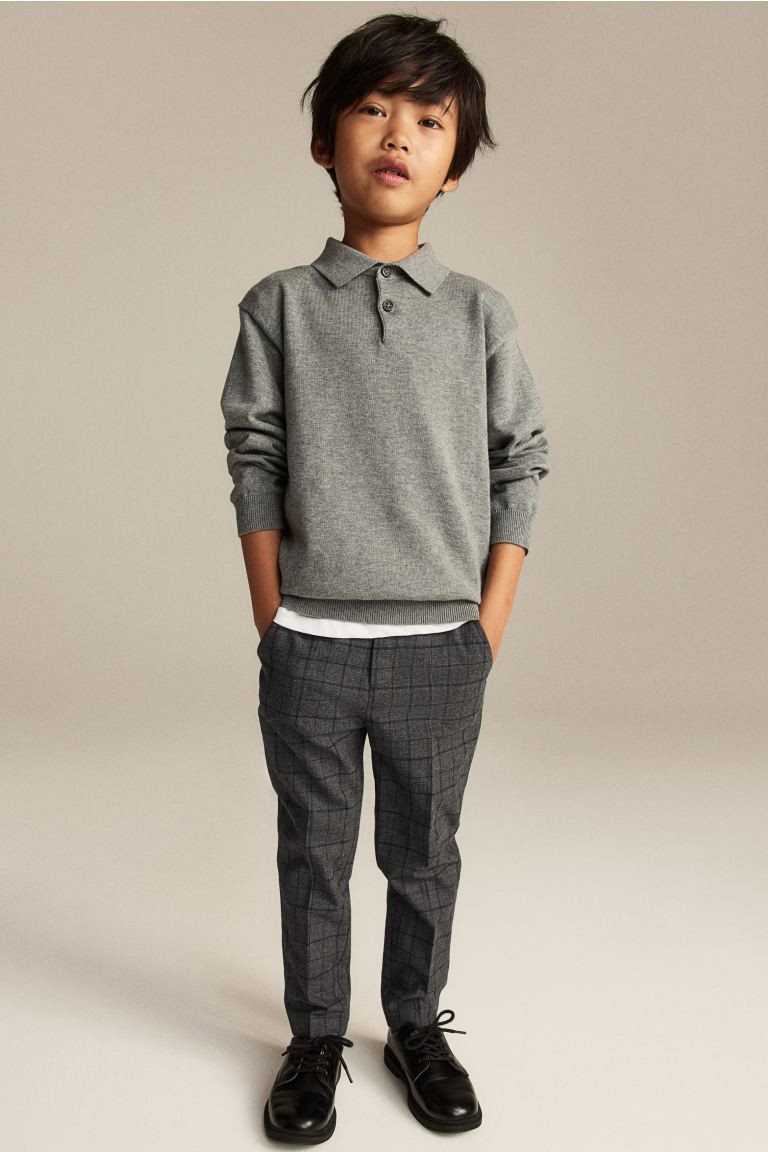 Slim Fit Suit Pants - Dark gray/checked - Kids | H&M US | H&M (US + CA)