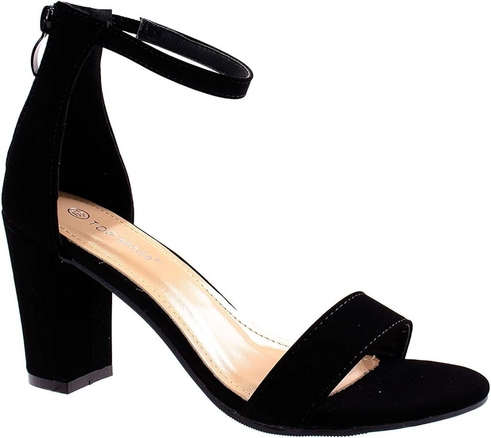 Over the Toe Strap Ankle Wrap Strap Heel Open Toe Medium Heel, Black, 8.5 | Amazon (US)
