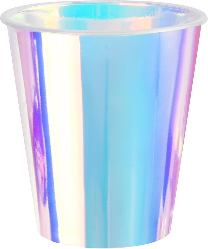 25 Iridescent Plastic Cups Holographic Clear Party Cups 12oz Rainbow Disposable Cups for Bachelor... | Amazon (US)