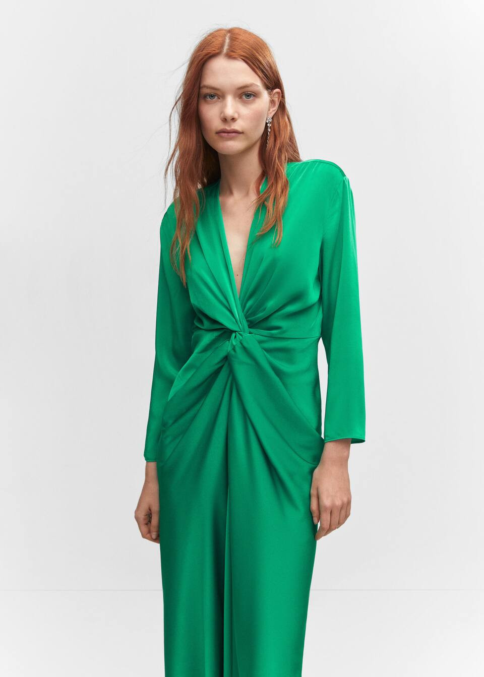 Satin Dress With Knot  | Mango Canada