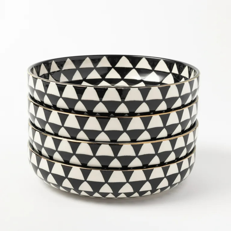 Thyme & Table Medallion Collection, 4 Pack Stoneware Low Bowls - Walmart.com | Walmart (US)