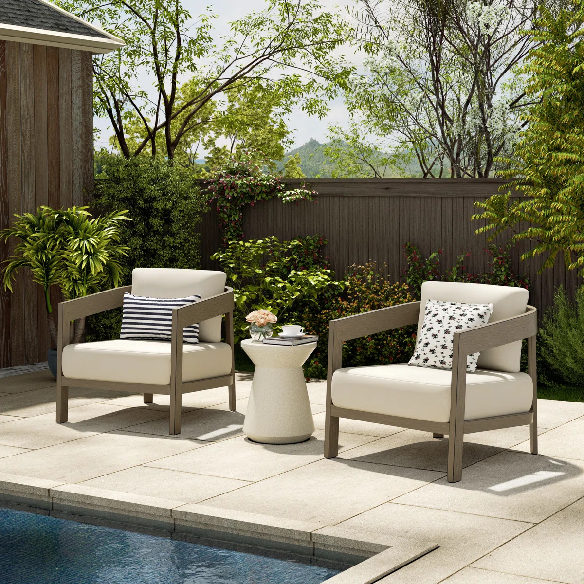 Harmonti Patio Aluminum Club Chairs With Cushions (Set Of 2) | Wayfair North America