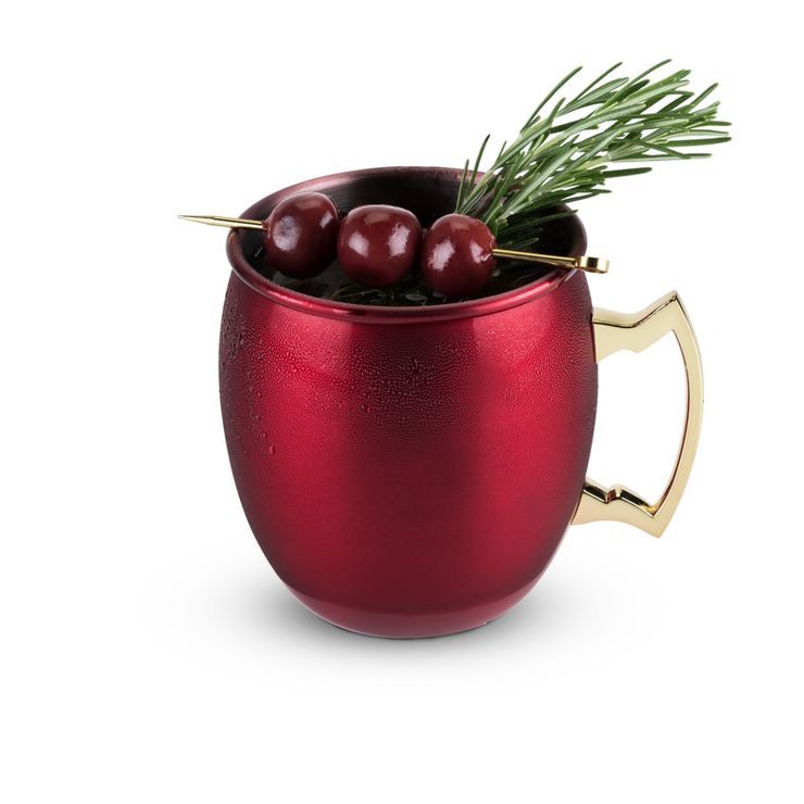 Twine Red Moscow Mule Mug, Stainless Steel, 16 oz Capacity, Holiday Gift, Cocktail Drinkware | Target