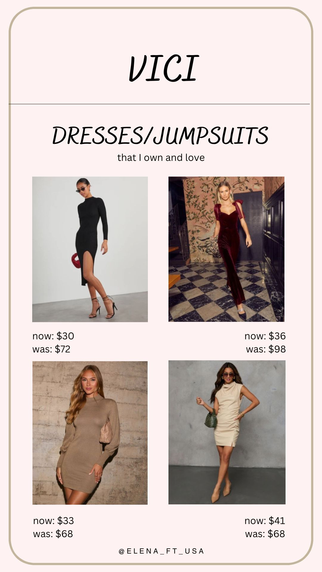 VICI Collection Black Friday Sale! 40% off sitewide!

Use code "LTK40"

I'm wearing dresses in size S and M Mini dress beige metallic shimmer Leather beige dress Black midi dress Velvet burgundy jumpsuit Holiday looks outfits 

 

#LTKCyberWeek #LTKHoliday #LTKSaleAlert