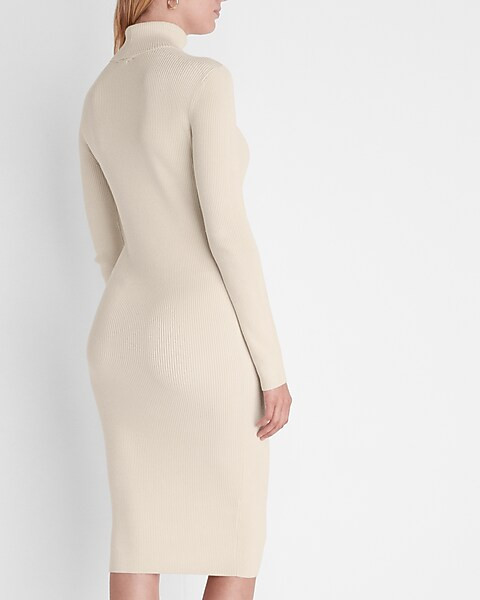 Ribbed Turtleneck Midi Sweater Dress | Express