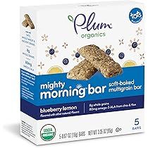 Plum Organics Mighty Morning, Organic Toddler Bar, Blueberry Lemon, 3.35 Ounce (Pack of 8) | Amazon (US)