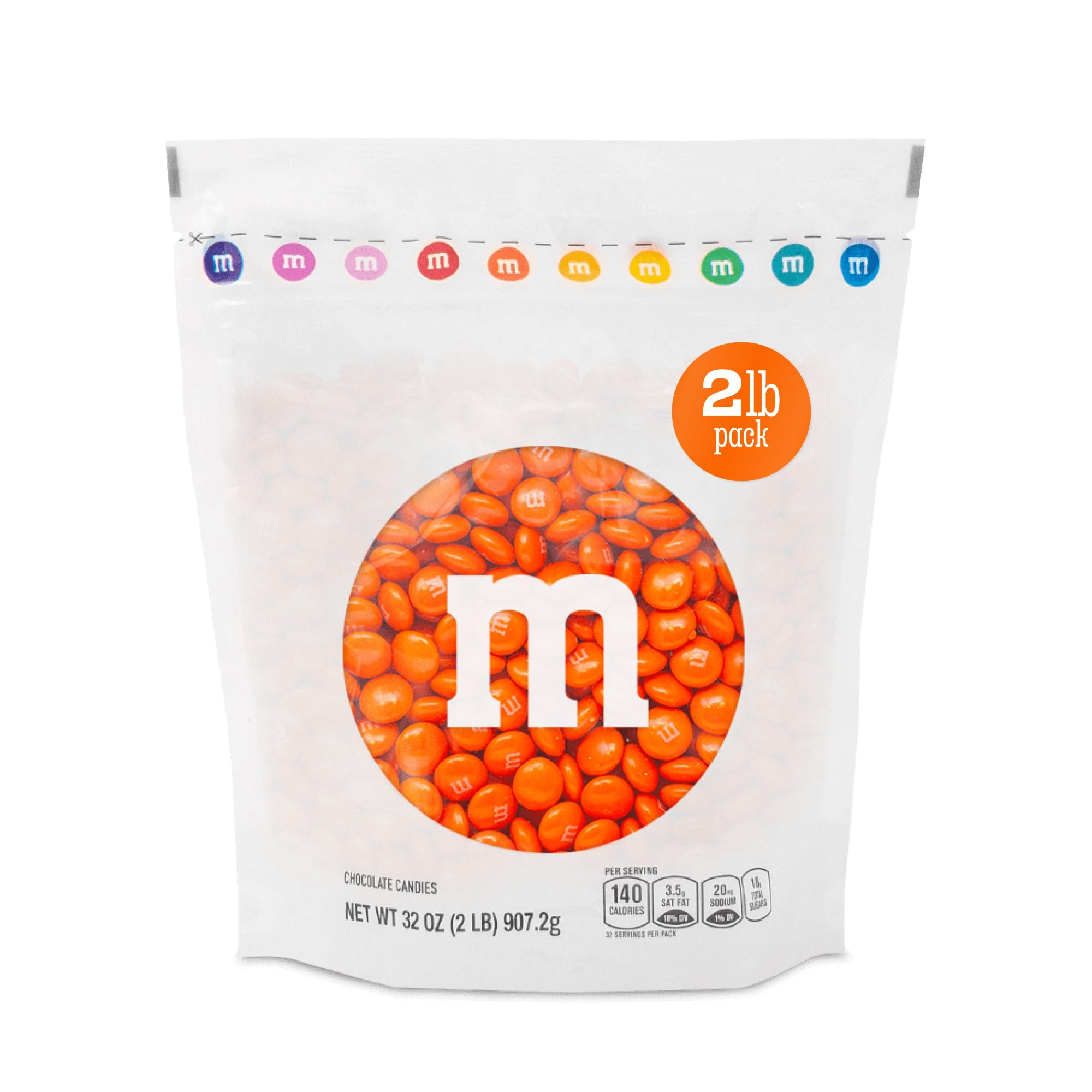 M&M'S World Orange Milk Chocolate Candy - 2 lbs Resealable Pack of Bulk Candy for Halloween, Birt... | Amazon (US)