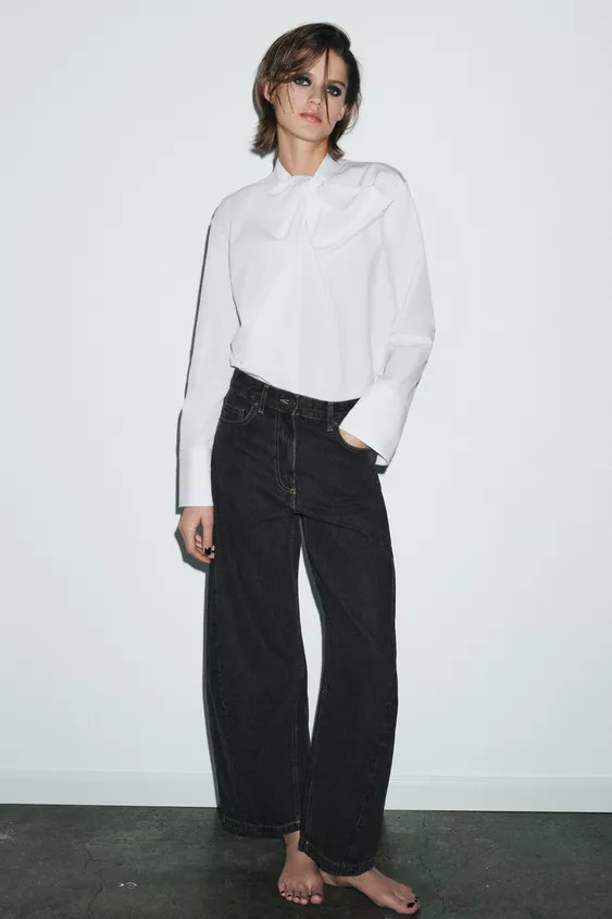 ZW COLLECTION ANKLE BALLOON MID-WAIST JEANS | Zara UK