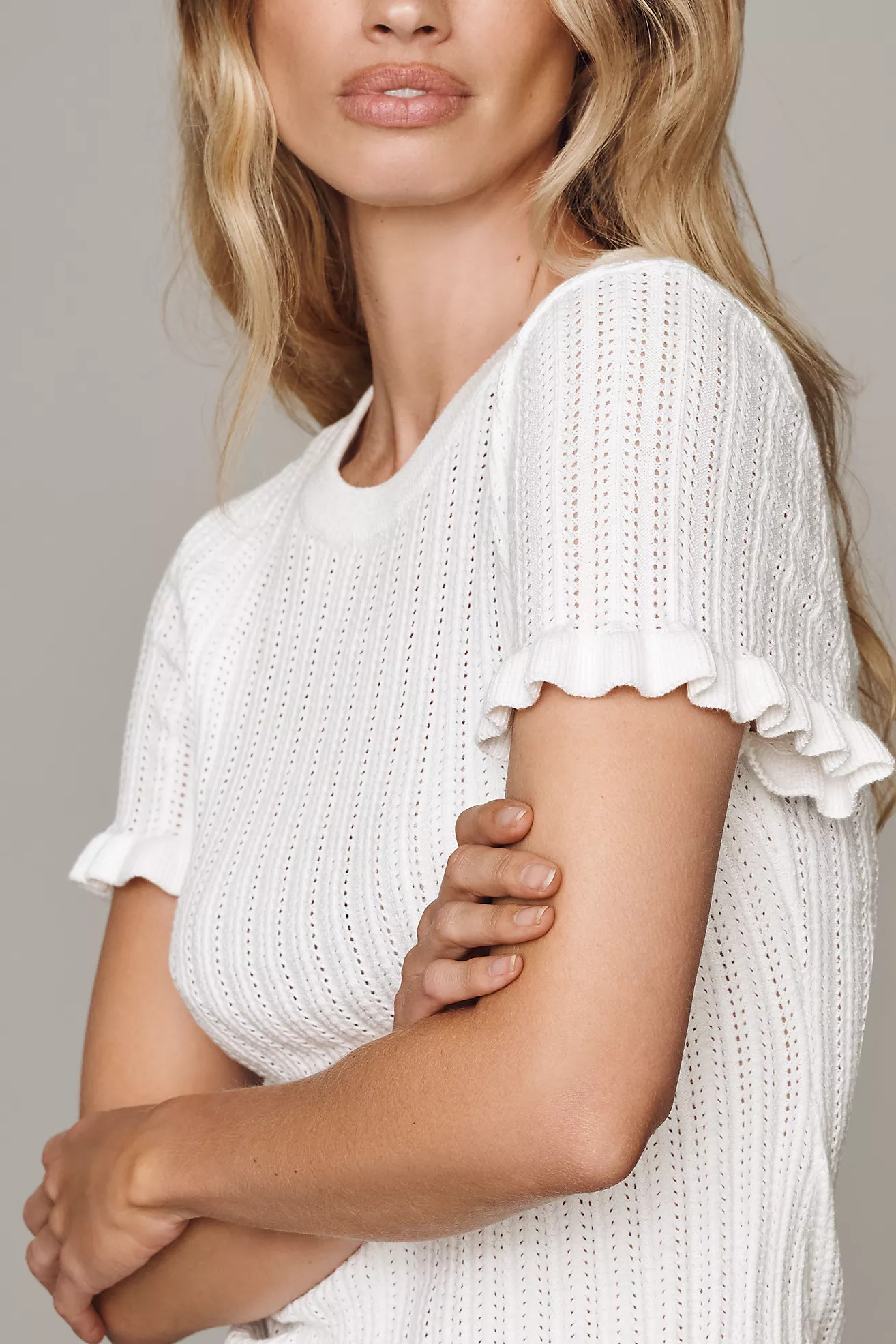By Anthropologie Short Sleeve Pointelle Sweater | Anthropologie (US)