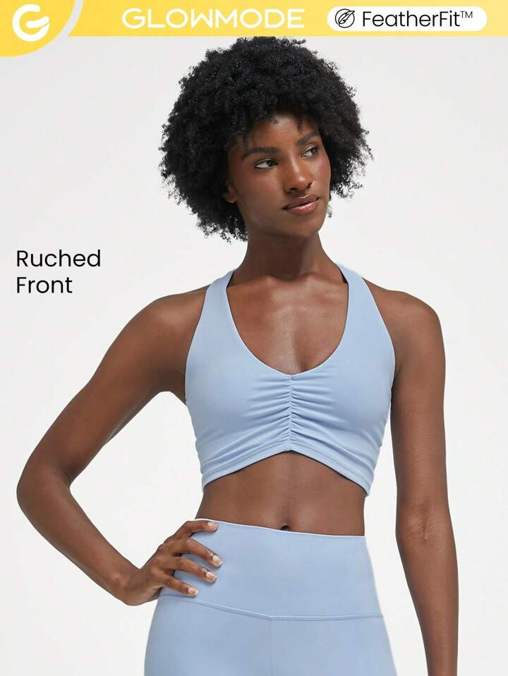 GLOWMODE FeatherFit™ Ruched Racerback Sports Bra | SHEIN