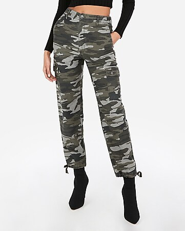 high waisted camo utility cargo pants | Express