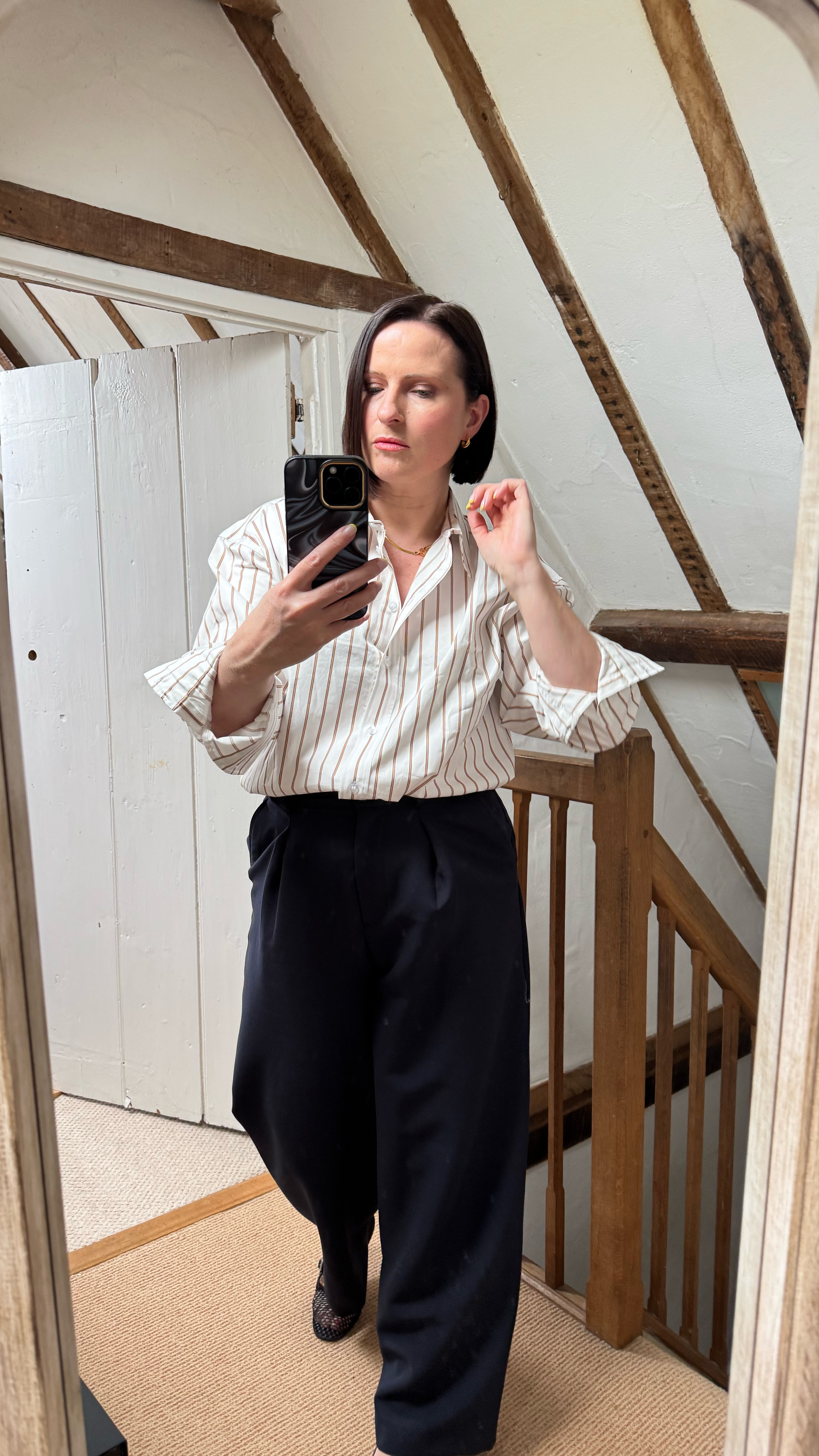 Striped Shirt
Barrel Leg Trousers
Woven Strap Ballerina Shoes

#LTKspring #LTKstyletip #LTKuk