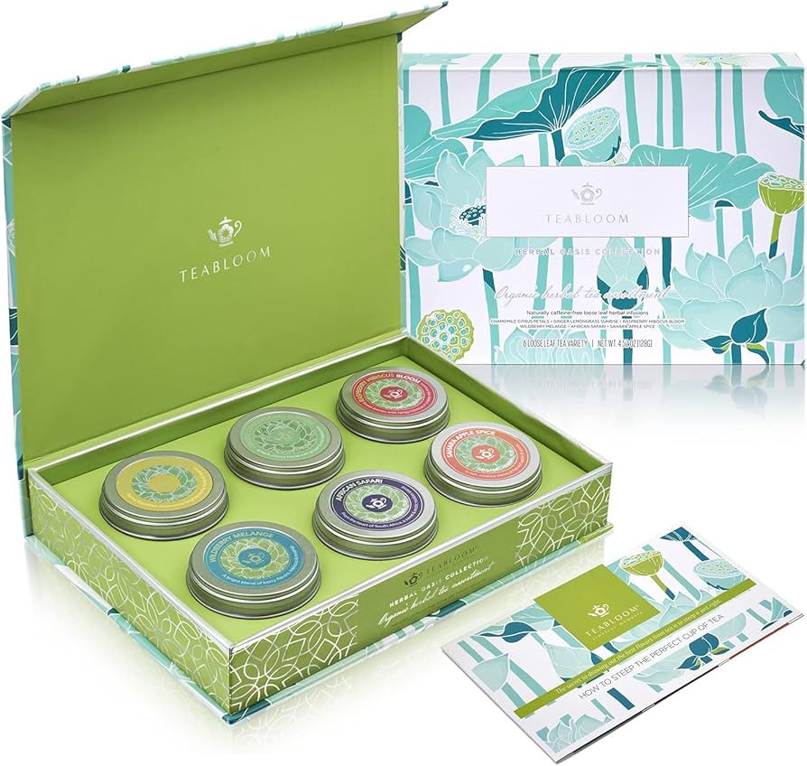 Teabloom Herbal Oasis Collection - 6 USDA Organic Loose Leaf Herbal Teas - Chamomile Citrus Petal... | Amazon (US)