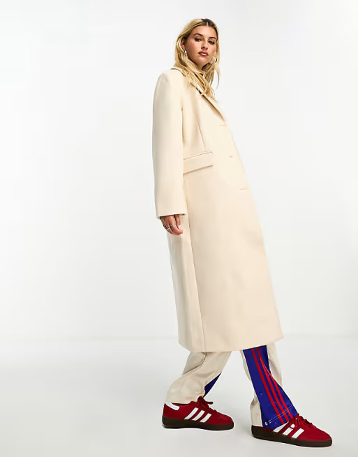 Weekday Daphne oversized formal coat in cream | ASOS (Global)