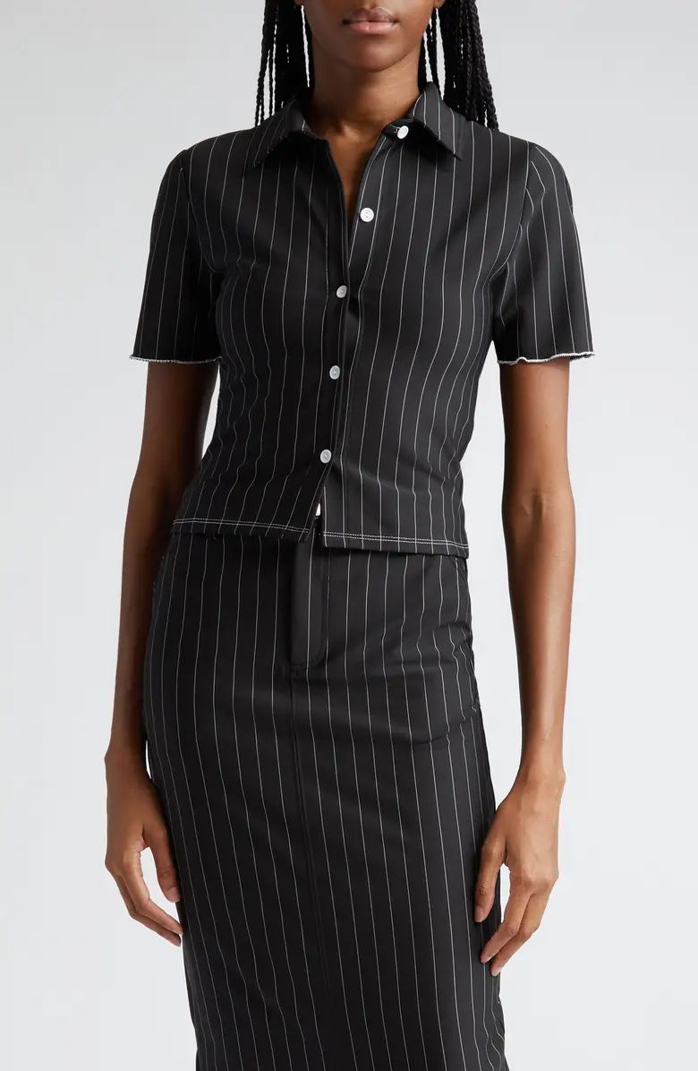Stripe Short Sleeve Crop Button-Up ShirtSammy B | Nordstrom