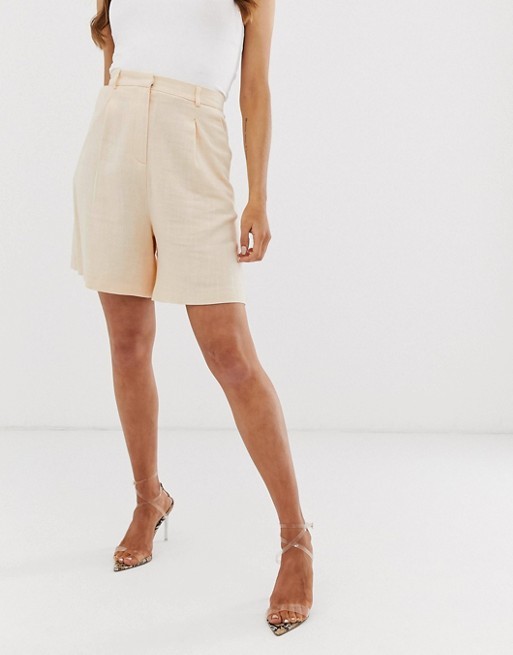 ASOS DESIGN linen suit mom shorts in buttermilk | ASOS UK
