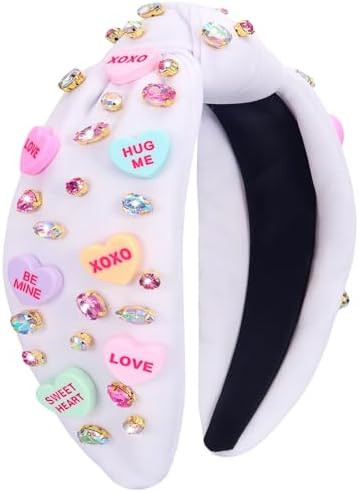 Valentine’s Day Headband, Love Heart XOXO Headband for Women, Valentine Rhinestone Crystal Knot... | Amazon (US)