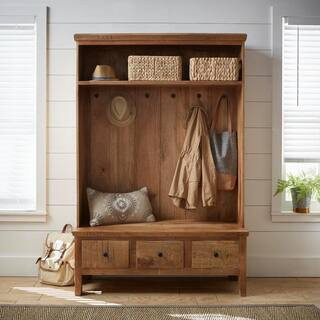 Home Decorators Collection Holbrook Natural Reclaimed Wood Hall Tree 9601100950 - The Home Depot | The Home Depot