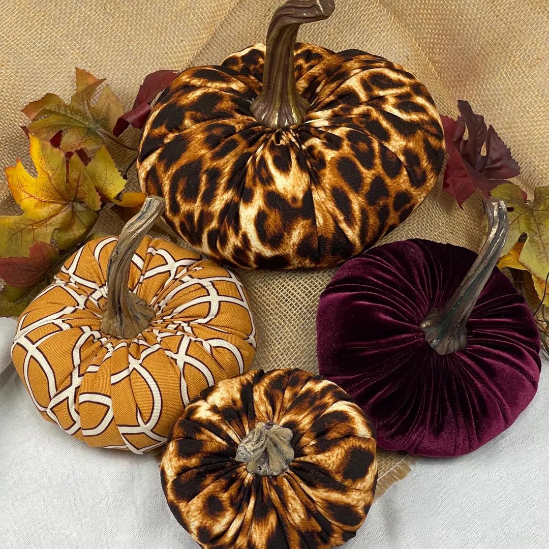 Fall Velvet Pumpkin Set, Multi Color Fabric Pumpkins, Handmade Pumpkins, Fall Decor - Etsy | Etsy (US)