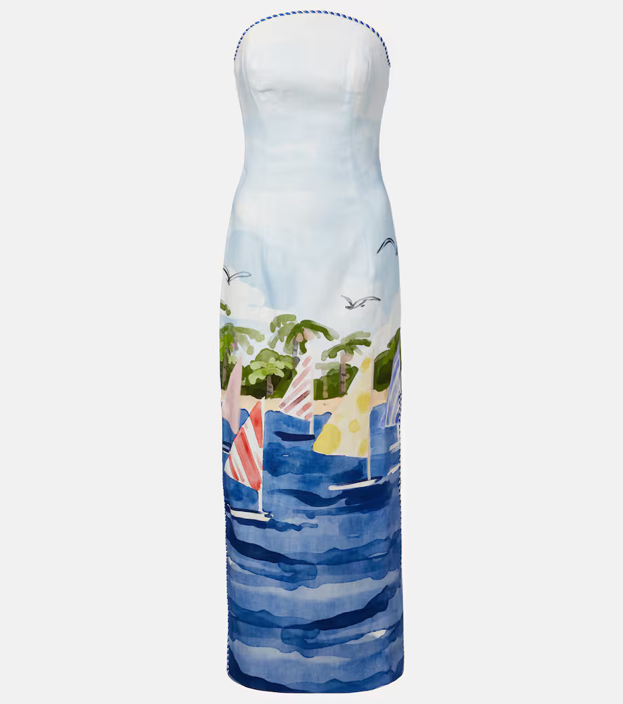 Leo Lin Ava printed linen bustier dress | Mytheresa (US/CA)