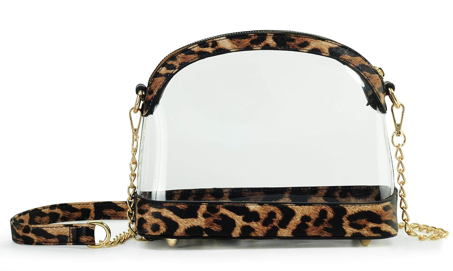 Clear Cross Body Bag with Vegan Leather Trim Stadium Approved Women Shoulder Handbag | Amazon (US)