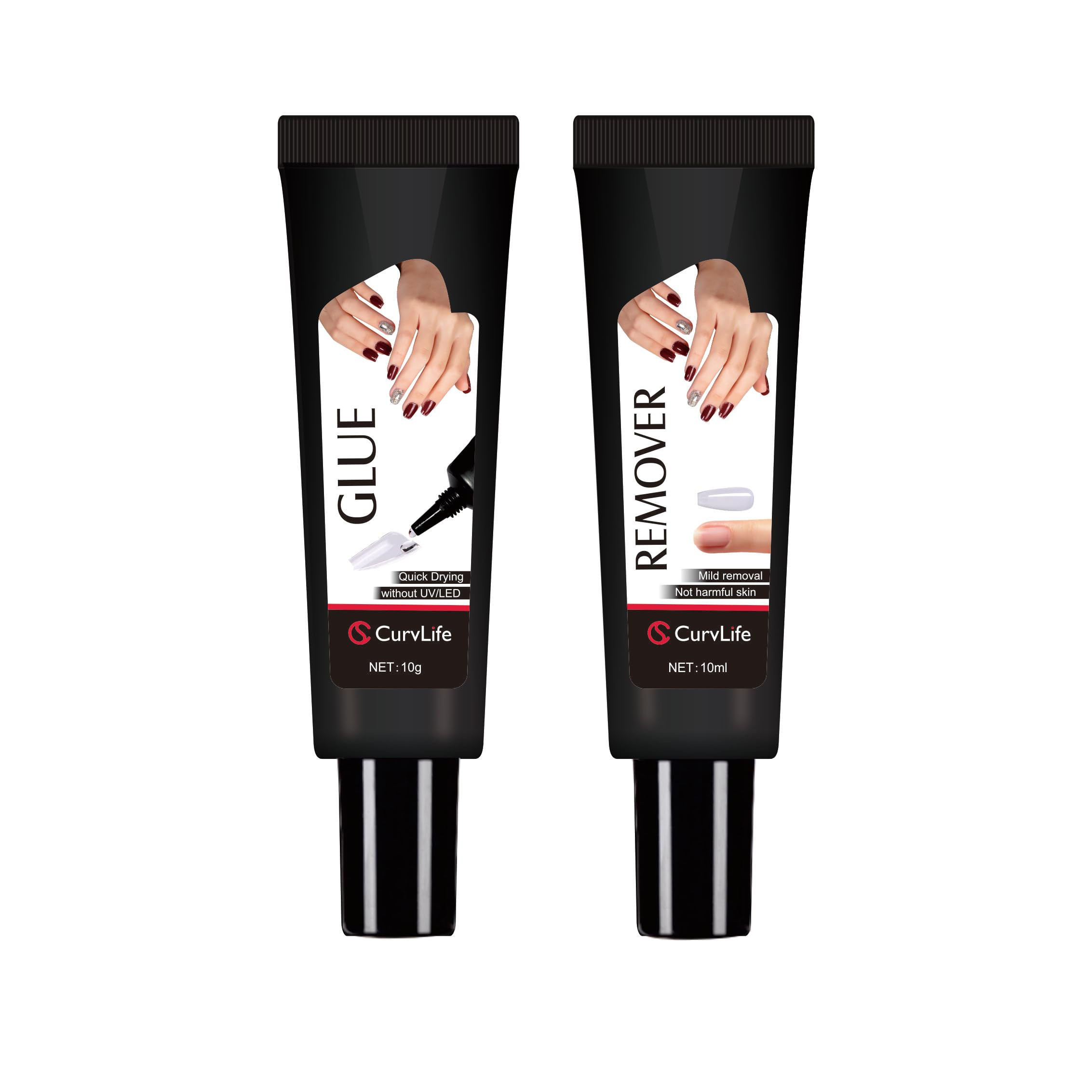 Curvlife Newly Upgraded Quick Drying 10g Semi Solid Nail Glue with 10ml Remover for Press On Nail... | Amazon (US)