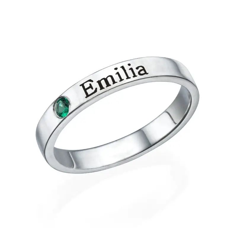 Stackable Birthstone Name Ring in Sterling Silver | MYKA
