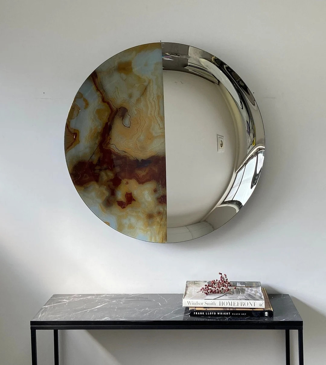Hand-Crafted Marble Pattern Concave Mirror: Space Age Decor | Etsy (US)