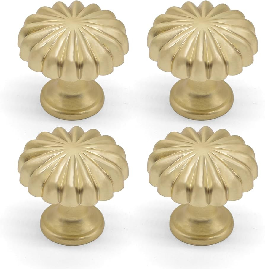 4 Pack Gold Cabinet Knobs, 1.18in/30mm，Zinc Alloy Pumpkin Drawer Knobs Pulls Hardware for Kitch... | Amazon (US)