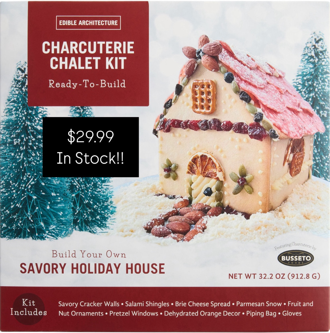 
This charcuterie chalet is a savory "gingerbread house" for refined palates that lets grownups get in on the DIY holiday fun. It includes cracker panels to assemble with brie cheese, salami for the roof, pretzels and dried oranges for windows, trail-mix decorations and parmesan snow. This gourmet holiday gift is as satisfying to build as it is to eat. A serving platter full of our artisan foods is the perfect complement for your edible chalet.

World market, charcuterie, chalet, Christmas, holidays.

#LTKGiftGuide #LTKHoliday #LTKSeasonal