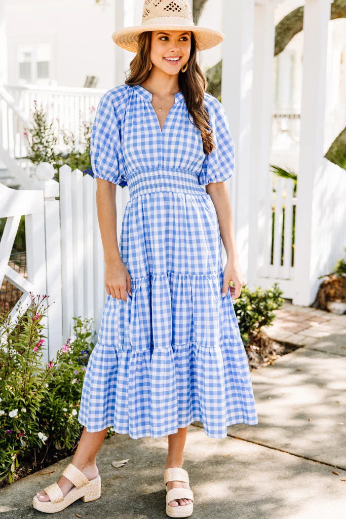 Stay The Course Blue Gingham Midi Dress | The Mint Julep Boutique