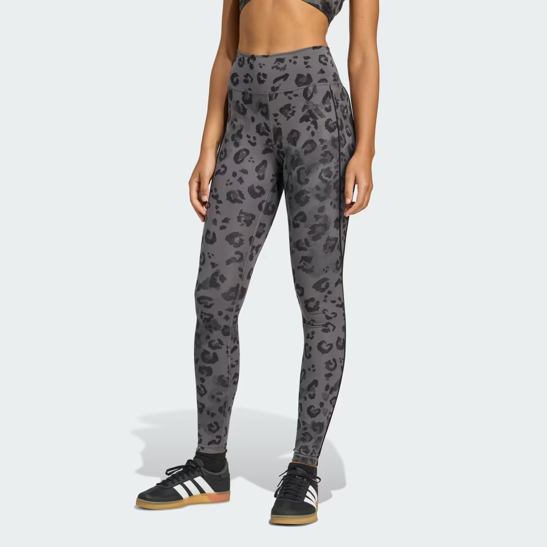 adidas Optime Essentials Full Length Leggings Print Grey Five L Womens | adidas (US)