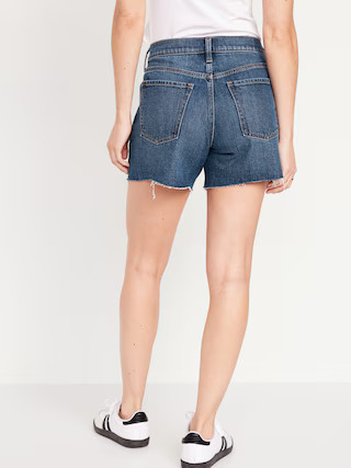 Mid-Rise Boyfriend Cut-Off Jean Shorts -- 5-inch inseam | Old Navy (US)