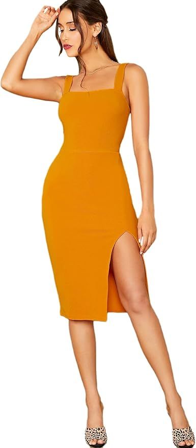 MakeMeChic Women's Sexy Split Thigh Tank Dress Bodycon Party Summer Dresses | Amazon (US)