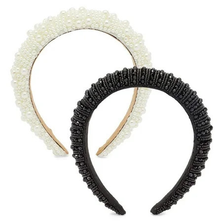 Padded Pearl Headbands for Women, Crystal Rhinestone Designs (2 Pack) | Walmart (US)