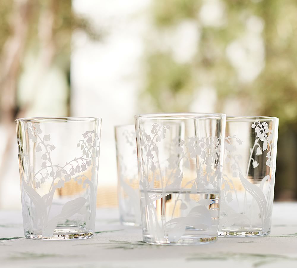 Monique Lhuillier Lily of the Valley Glass Tumblers - Set of 4 | Pottery Barn (US)