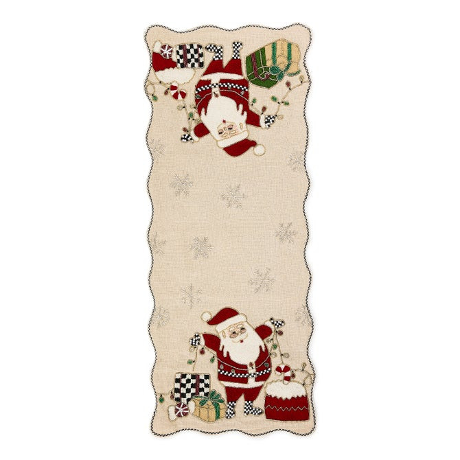 Santa with Tree Lights Beaded Table Runner | MacKenzie-Childs