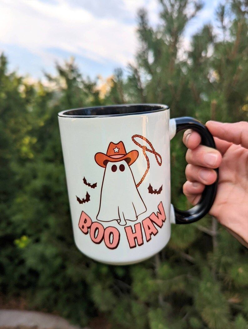 Retro Halloween Ghost Coffee Mug Cute Retro Mug Boo Haw - Etsy | Etsy (US)