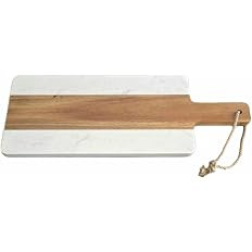 Acacia Wood and White Marble Charcuterie/Cheese Board with Handle & Jute Rope | Amazon (US)