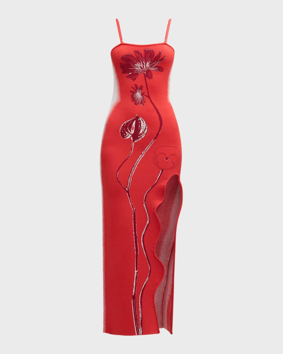 PH5 Iris Flower Asymmetric Sheath Maxi Dress | Neiman Marcus
