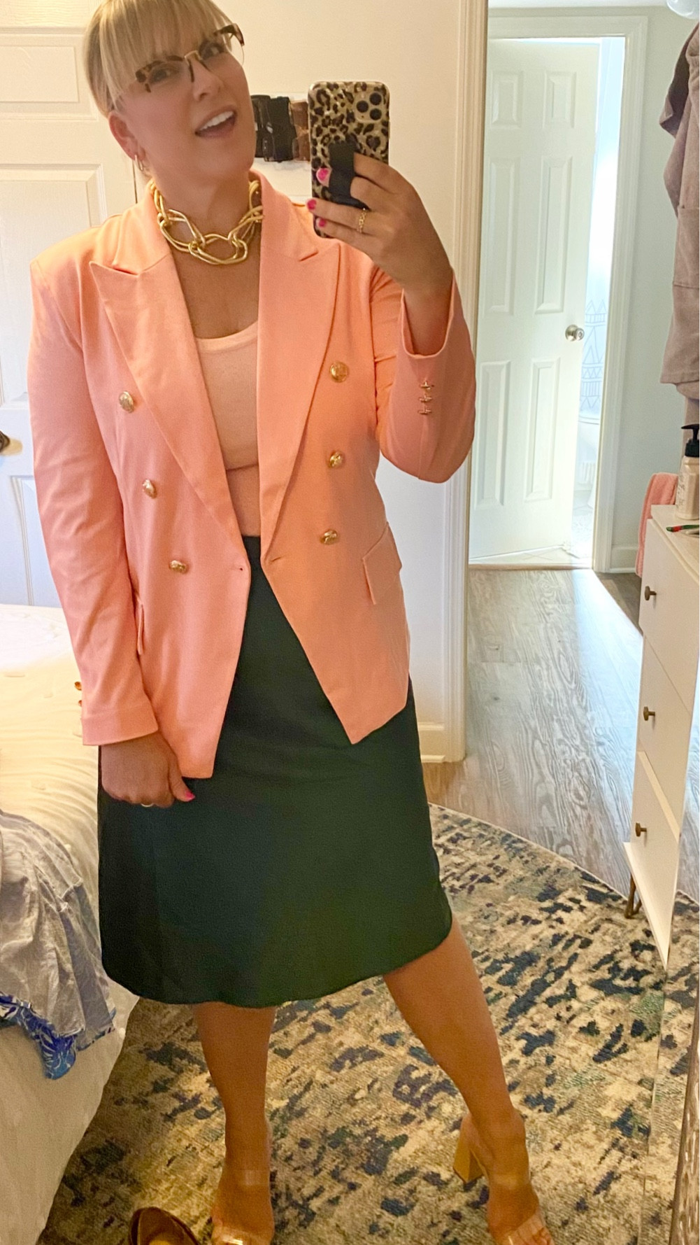 Professional office attire in fun, summer inspired color. 

I have this blazer in cream as well - love it!! 

I was looking for a silky skirt like my pink one from Target so I could buy it in several colors. Love this emerald green!

Shoes are Target but no longer available  

#LTKFind #LTKcurves

#LTKworkwear