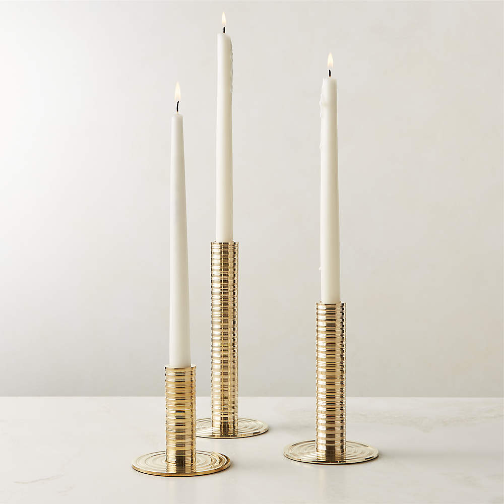 Spencer Brass Taper Candle Holder Medium | CB2 | CB2
