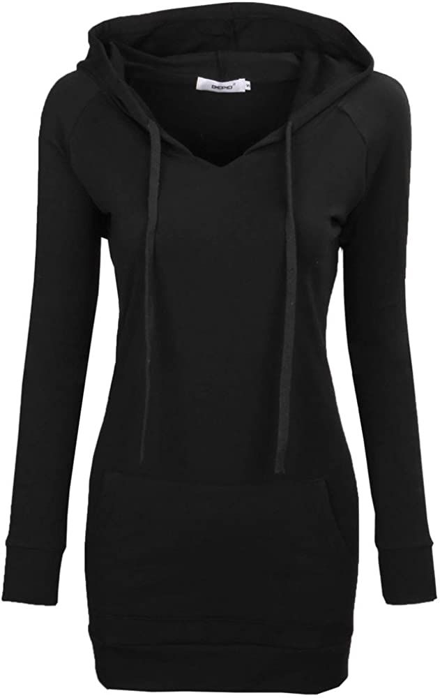 BEPEI Womens Long Sleeve Tunic Hoodie Dress String Sweatshirts with Pockets | Amazon (US)