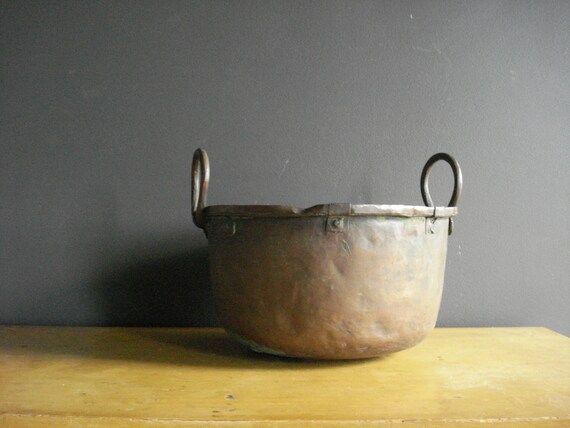 Very Old Copper Bowl or Cauldron - Antique Metal Bowl with Repairs and Character - Vintage Copper... | Etsy (US)