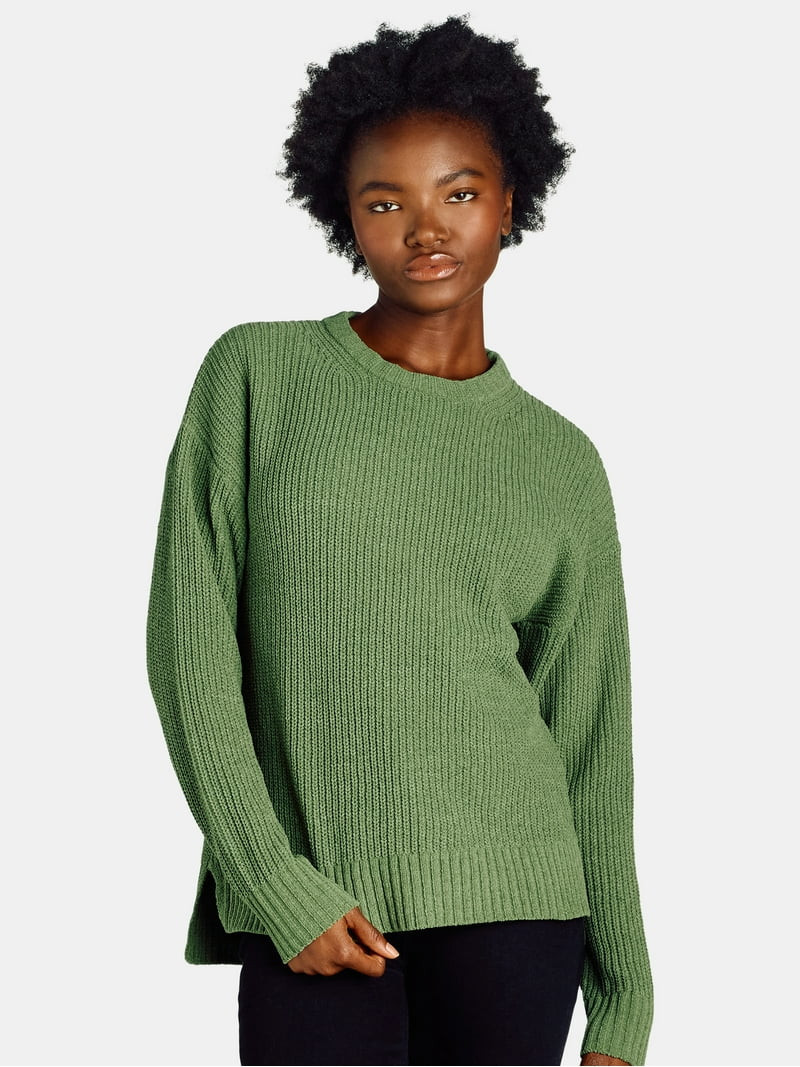 Time and Tru Women’s Chenille Sweater with Long Sleeves, Midweight, Sizes XS-XXXL - Walmart.com | Walmart (US)