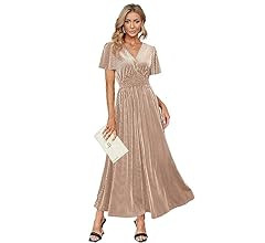 Simplee Women Boho Floral Maxi Dress Flowy Casual V Neck Short Sleeve Wedding Guest Holiday Beach... | Amazon (US)