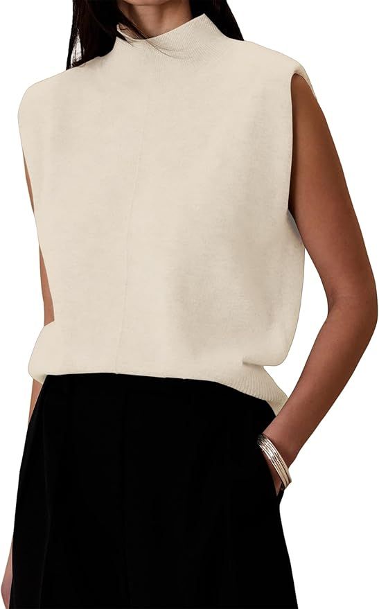 RONGCAT Women's Mock Neck Sleeveless Sweater Vest Elegant Solid Cap Sleeve Knit Pullover Tank Top... | Amazon (US)