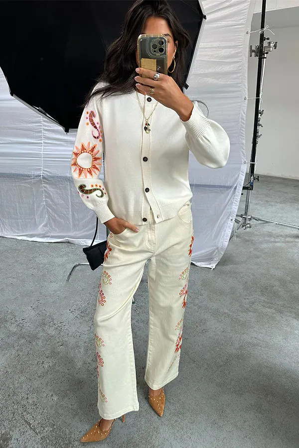 Ecru Enchanted Cut Work Scallop Jeans | Never Fully Dressed (UK & IE)