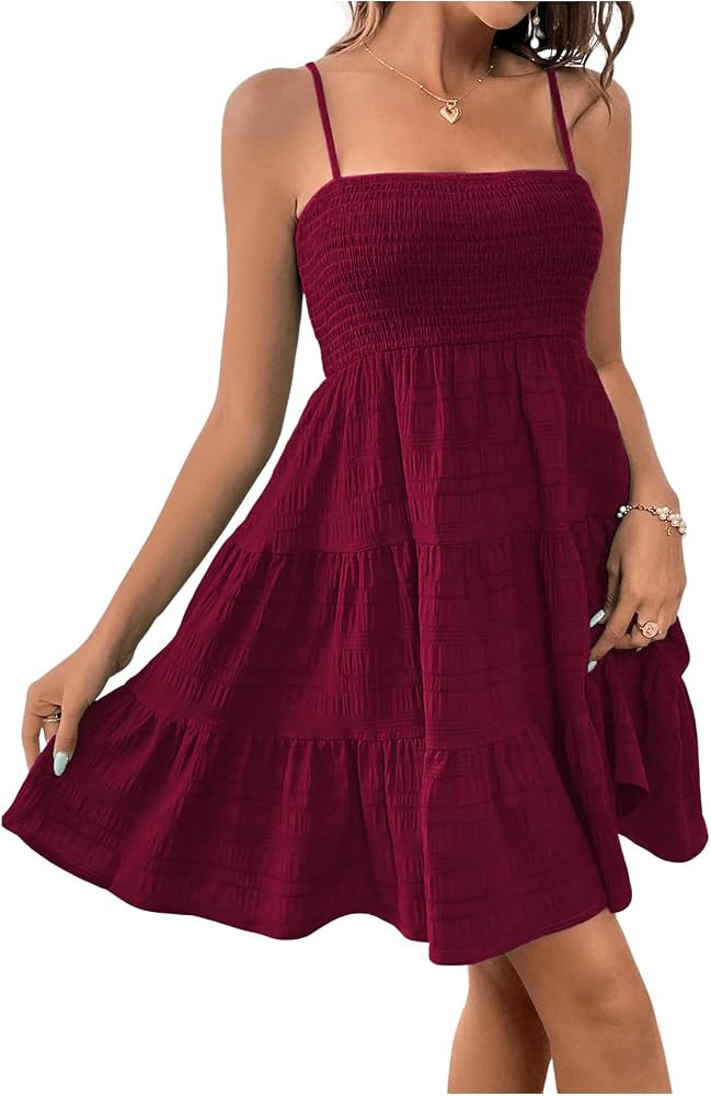 SOLY HUX Women's Sundress Smock Cami Mini Dress Sleeveless Swing A Line Short Dresses Casual Cute... | Amazon (US)